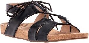 Revitalign Adele Black Leather Tie-Up Orthotic Sandals Women's Size 9D WIDE NIB